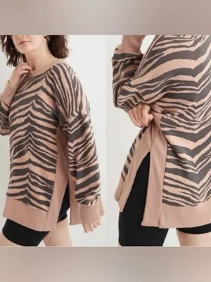 Aerie Oversized Animal Print Crewneck thumbnail 2