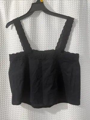 H &M Black Trimmed Lace top and Strap Crop Top Size Small thumbnail 4
