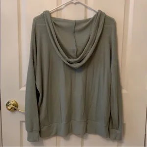 Lulus Getting Warmer Sage Green Knit Hooded Sweater Top - Size S thumbnail 4