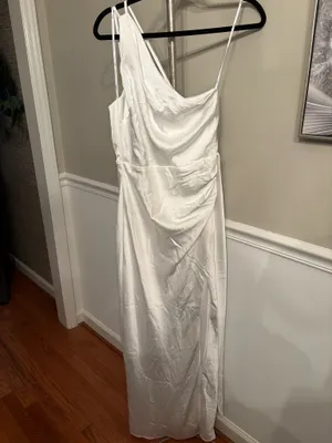 Lulu's Ivory One-Shoulder Gown with High Side Slit thumbnail 4