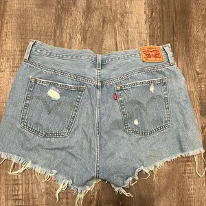 Levi's Blue Distressed Denim Shorts thumbnail 5