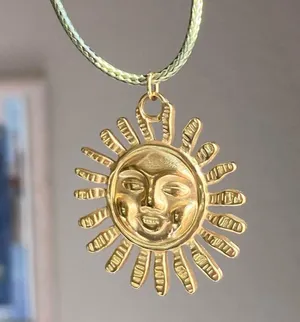 Handmade gold tone stainless steel sun boho retro vintage style necklace☀️ thumbnail 3