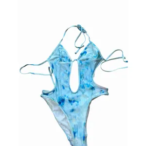 Frankies Bikinis One Piece Swimsuit Blue Amanda Satin One Piece XS Blue White thumbnail 3