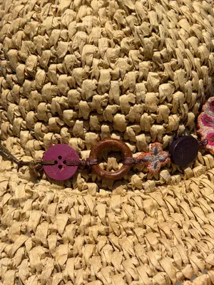 Lucky Brand Wide Brim Straw Hat One Size Floral Beaded Boho Sun Hat Festival thumbnail 9