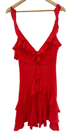NWT Dress Forum‎ Los Angeles Red Ruffle Mini Dress Party Cocktail Size M thumbnail 1
