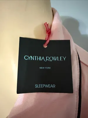 Cynthia Rowley Classic Pink Long-Sleeve Button-Front Sleep dress with Black Piping thumbnail 3