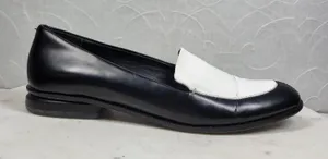VTG Kenneth Cole Hudson Loafers 7 Black White Two Tone Leather Slip On Flats thumbnail 1