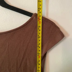 NWT Free People Chocolate Brown Ribbed Blouse Cap Sleeve Peplum Women size Small thumbnail 8