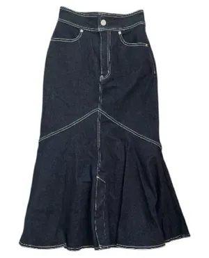 Azul By Moussy Japanese Brand Dark Denim Midi Skirt Front Slit Size Small thumbnail 1