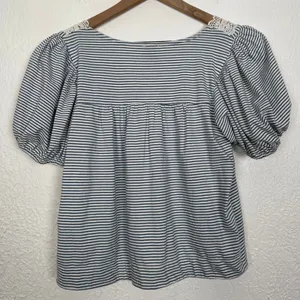 Maeve Anthropologie Square Neck Puff Sleeve Swing Tee Size Medium NWT thumbnail 4