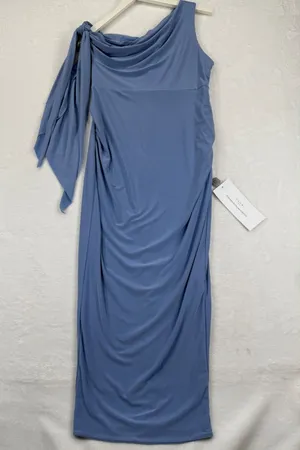 Club L London Katarine Powder Blue Asymmetric Knot Maternity Midi Dress Sz 8 NEW thumbnail 1