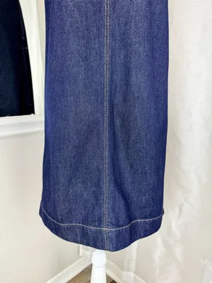 Madewell Denim Shift Dress Womens Size 2 100% Cotton Sleeveless Blue Midi thumbnail 13