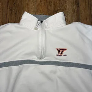 Virginia Tech‎ Hokies 1/4 Zip Sweatshirt White Grey Women XL Pullover Antigua thumbnail 2
