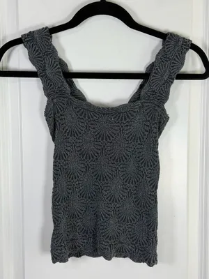 Free People Intimately FP Love Letter Cami Tank Top Textured Gray thumbnail 1