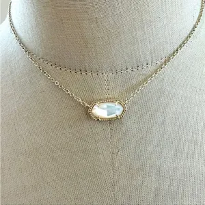 Kendra Scott Gold Tone Oval Opalescent Stone Necklace thumbnail 1