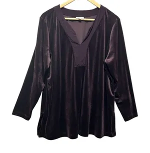 Pure Jill Womens Velvet Tunic XL Purple Whimsigoth Earthy Moody‎ Romantic Boho thumbnail 1