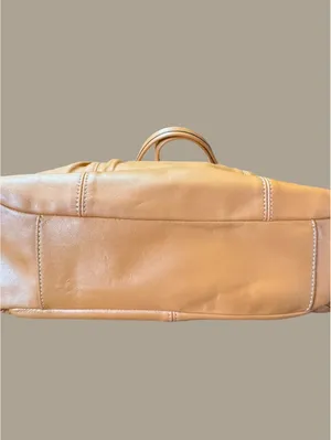 Coach Leather Shoulder Tote Bag in Metallic Orange thumbnail 4