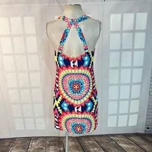 Annie Griffin silk kaleidoscope colorful summer dress size medium thumbnail 6