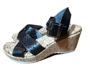 Skechers Womens sz 8‎ Black Bohemias Urban Pixie Platform Wedge Sandals thumbnail 1