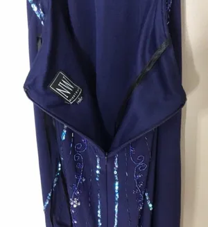 Nightway navy blue open back low cut prom holiday dress size 4 thumbnail 16