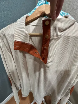 Men’s stylish unique corduroy XL collard pullover Tan thumbnail 6