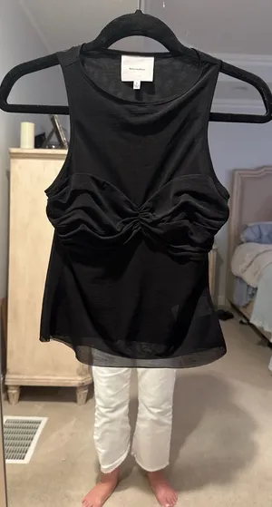Reformation Tille Sheer Ruched Bodice Knit Top thumbnail 1