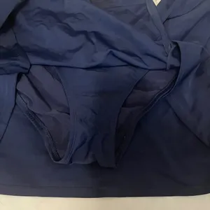 New Lands' End High-Waist Bikini Bottom Skirted Solid Navy Blue Medium thumbnail 2
