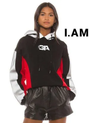 💙💖 NWT I.AM.GIA Sabrina Black Fleece Reflective Hoodie thumbnail 1