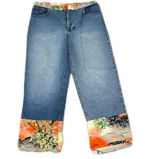 Agolde Rio Palm Tree Print Cuff Jeans Size 29 Y2K thumbnail 1