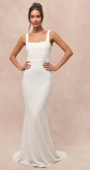 NWT Lulus Regal Classic White Sleeveless Twist-Back Maxi Dress Bridal Wedding S thumbnail 1