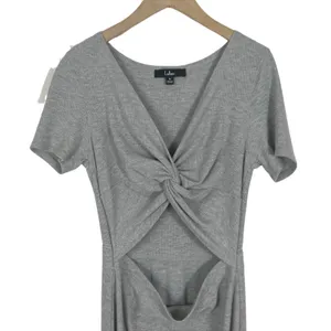 Lulus Twist Front Cut Out Midi Dress in Heather Gray Size Medium thumbnail 4