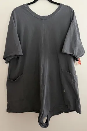 Free People Movement Hot Shot Tee Romper‎ Black Women's Size Large thumbnail 1