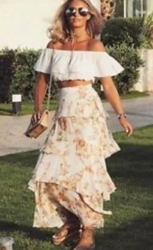 ZARA Blogger’s Favorite Floral Tiered Maxi Skirt thumbnail 2