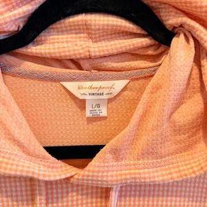 Weatherproof Vintage Women's Pastel Orange Gingham Lightweight Hoodie Size Large thumbnail 4