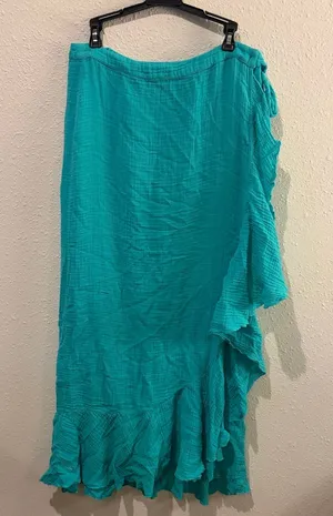 Felicite Teal Ruffle Wrap Maxi and Matching Tube Top thumbnail 1