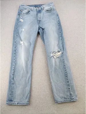 Levis 501 Original Fit Distressed Jeans Button Fly 32x30 White‎ Label Denim thumbnail 1
