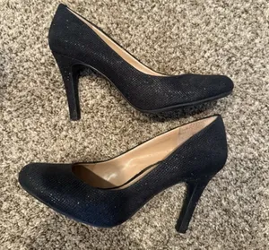 Kelly & Katie Isabella Heels Size 8 1/2 M Black Sparkle thumbnail 3