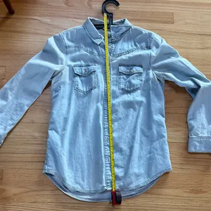 Topshop MOTO Soft Washed 100%Cotton Light Blue Denim Shirt thumbnail 9