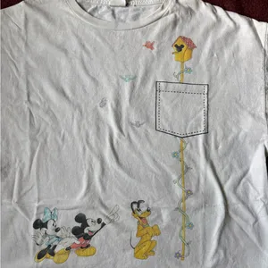 Vintage 90s Disney White Tee Mickey Minnie and Pluto Jerry Leigh Tee thumbnail 2