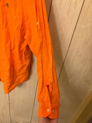 bright orange Lauren Ralph Lauren linen button-down shirt thumbnail 5