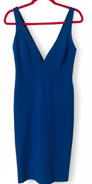 Solemio Los Angeles Deep V-Neck Bodycon Midi Dress thumbnail 1