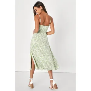 NWT Lulus Timeless Touch Green Floral Print A-Line Midi Dress Sundress Beachy XL thumbnail 3