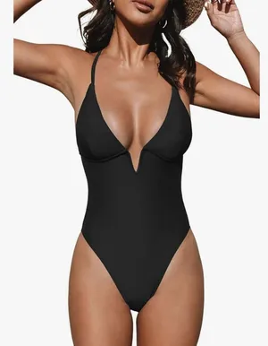 Cupshe NEW Swimsuit 1 Pc Deep V Neck Crisscross Adjustable Strap XL 16/18 thumbnail 1