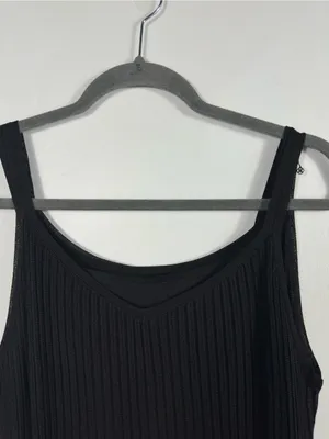 Eileen Fisher Black Ribbed Knit Tank‎ Midi Dress Small Viscose Minimalist thumbnail 5