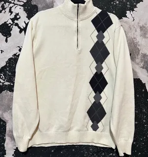 Oscar de la Renta Argyle Quater-Zip Sweater thumbnail 1