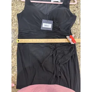 MAC DUGGAL 26513 FAUX WRAP SLEEVELESS V-NECK BLACK GOWN Size 8 thumbnail 8