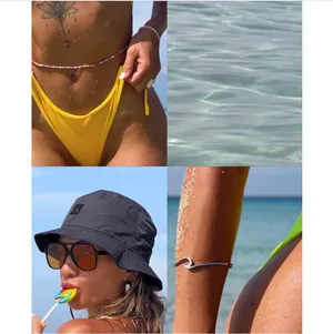 Yellow Tigermist Bikini Set With Beaded Chain thumbnail 7