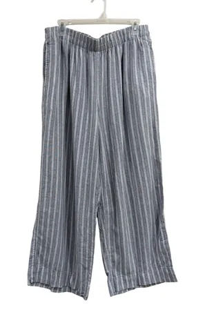 Old Navy Womens High-Rise Super Wide Leg Linen Blend Striped Pants Blue White L thumbnail 1