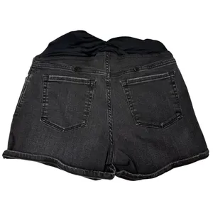 Isabel Maternity Crossover Panel Super Stretch Denim Jean Midi Shorts Sz 6 Black thumbnail 9