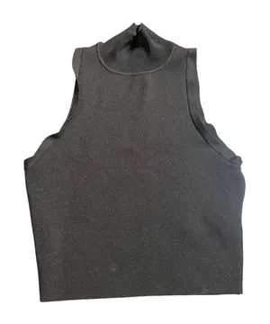 ZARA Black Mock Neck Short Sleeve Knit Top Women Size‎ S thumbnail 1